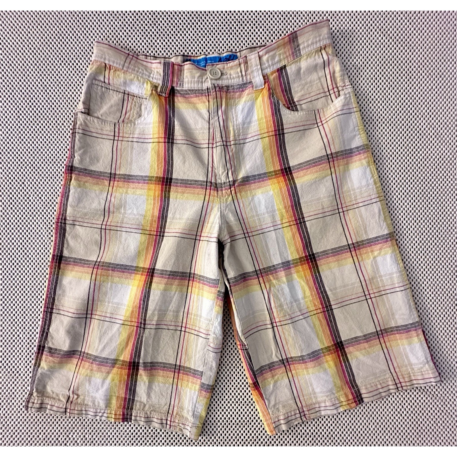 Vtg Wckd Yellow Plaid Shorts 90s Y2k Men Size 34 Cotton Golf Casual Streetwear